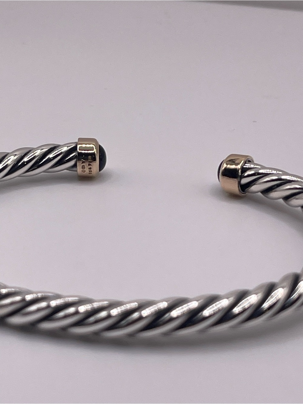 David Yurman Cable Cuff Bracelet with 18K Yellow Gold and Black Onyx, 6mm - Picture 11 of 14
